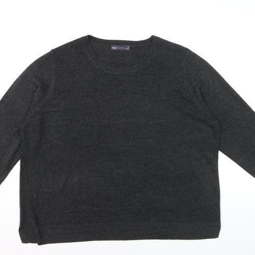Marks and Spencer Women’s Grey Acrylic Crew Neck Jumper Size 24