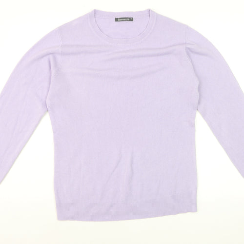 Bonmarché Women Lilac Acrylic Crew Neck Long Sleeve Jumper Size 12