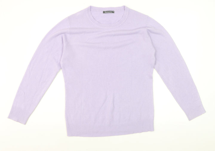 Bonmarché Women Lilac Acrylic Crew Neck Long Sleeve Jumper Size 12
