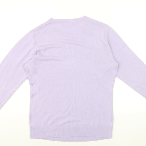 Bonmarché Women Lilac Acrylic Crew Neck Long Sleeve Jumper Size 12