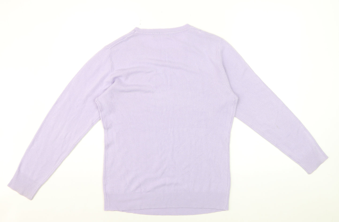 Bonmarché Women Lilac Acrylic Crew Neck Long Sleeve Jumper Size 12