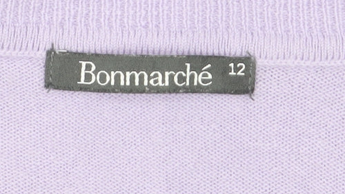 Bonmarché Women Lilac Acrylic Crew Neck Long Sleeve Jumper Size 12