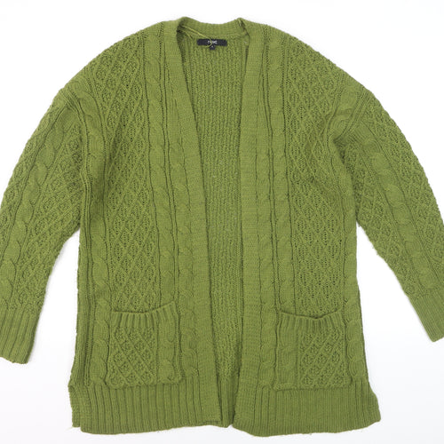 Next Women Green Cable-Knit Open Cardigan S Wool Blend