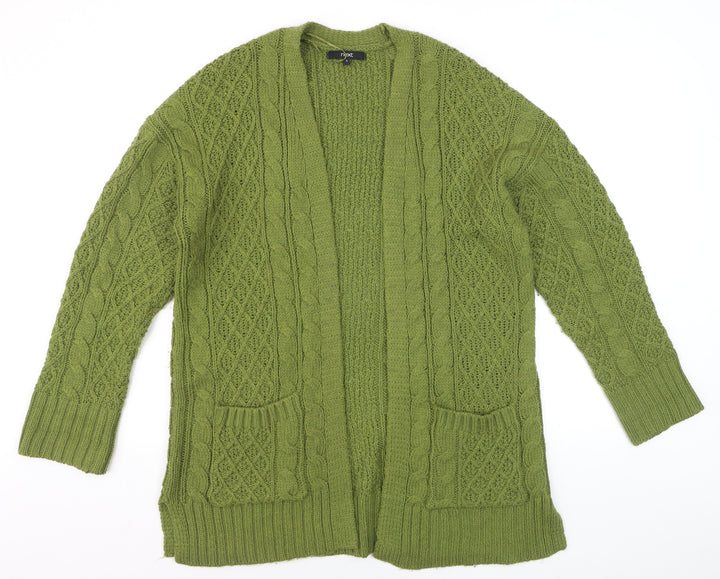 Next Women Green Cable-Knit Open Cardigan S Wool Blend