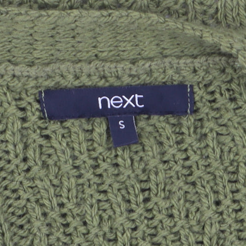 Next Women Green Cable-Knit Open Cardigan S Wool Blend