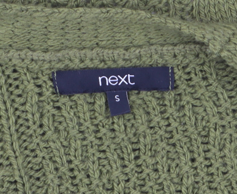 Next Women Green Cable-Knit Open Cardigan S Wool Blend