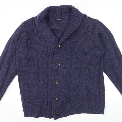 James Pringle Women's Purple Cable Knit Cardigan XL Wool Blend
