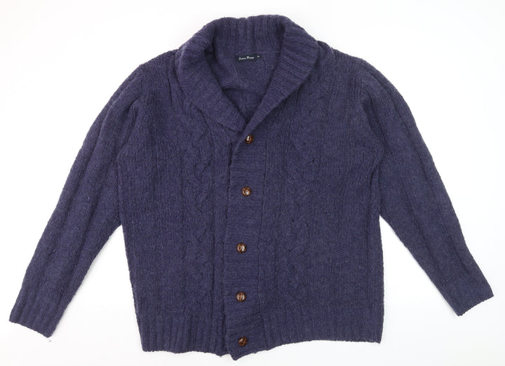 James Pringle Women's Purple Cable Knit Cardigan XL Wool Blend