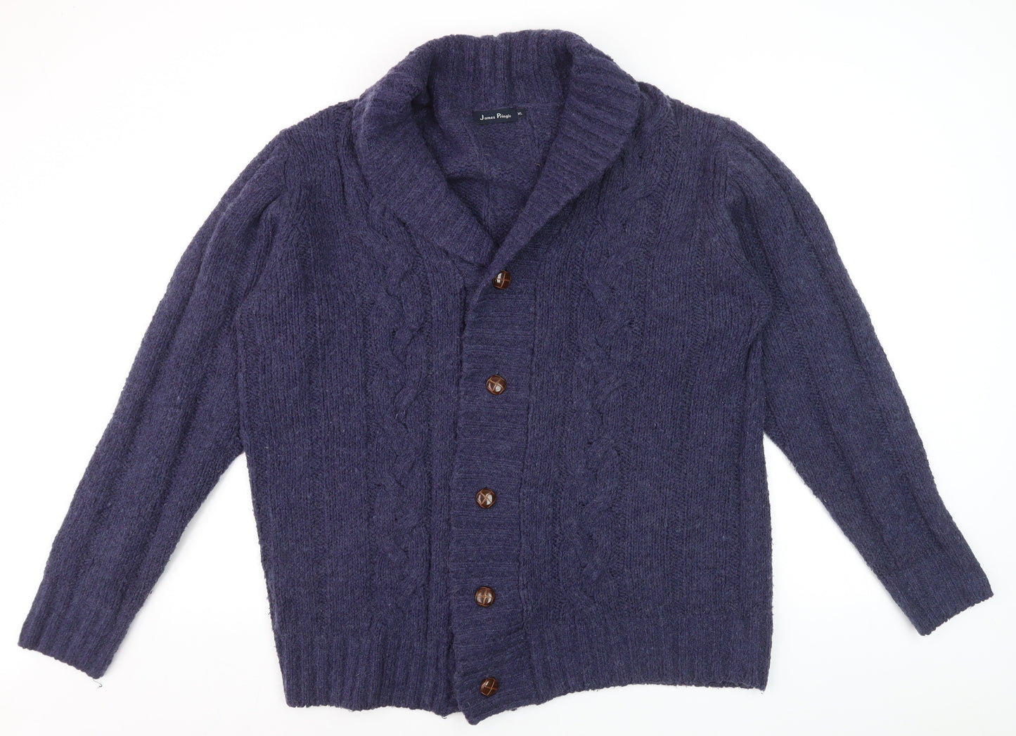 James Pringle Women's Purple Cable Knit Cardigan XL Wool Blend