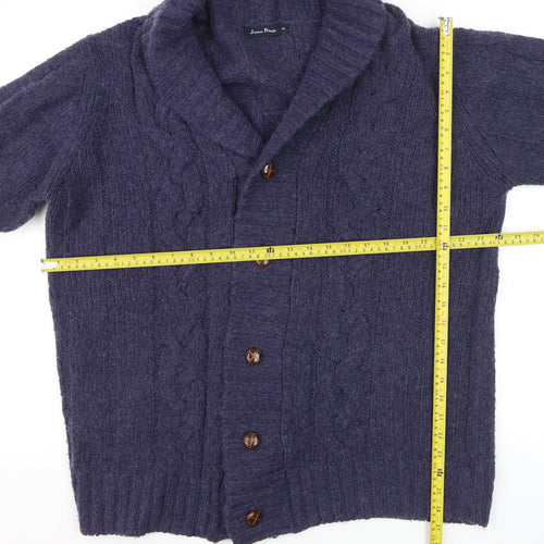 James Pringle Women's Purple Cable Knit Cardigan XL Wool Blend