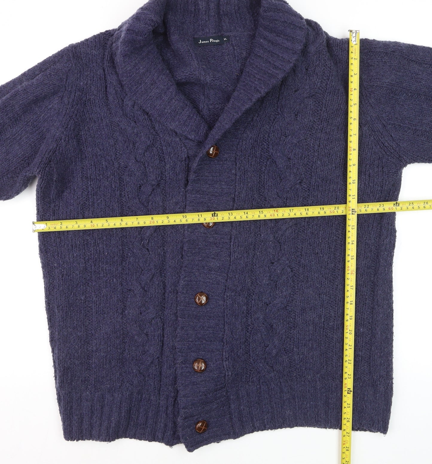 James Pringle Women's Purple Cable Knit Cardigan XL Wool Blend