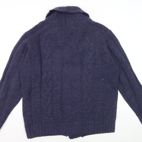 James Pringle Women's Purple Cable Knit Cardigan XL Wool Blend
