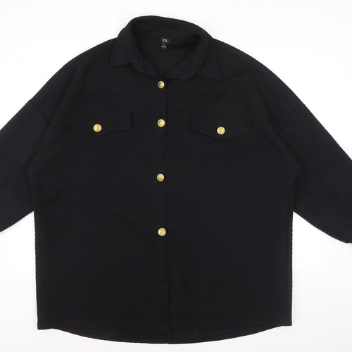 River Island Women's Black Button-Up Long Sleeve Shirt M