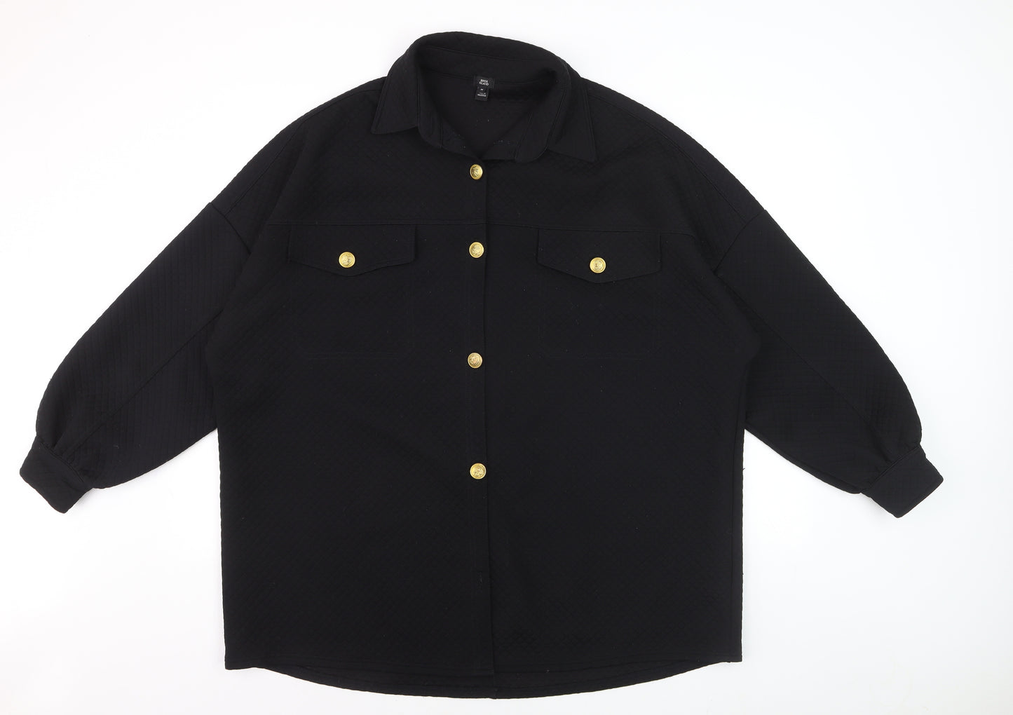 River Island Women's Black Button-Up Long Sleeve Shirt M