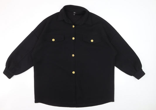 River Island Women's Black Button-Up Long Sleeve Shirt M
