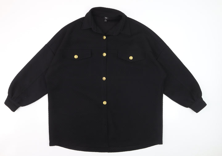 River Island Women's Black Button-Up Long Sleeve Shirt M