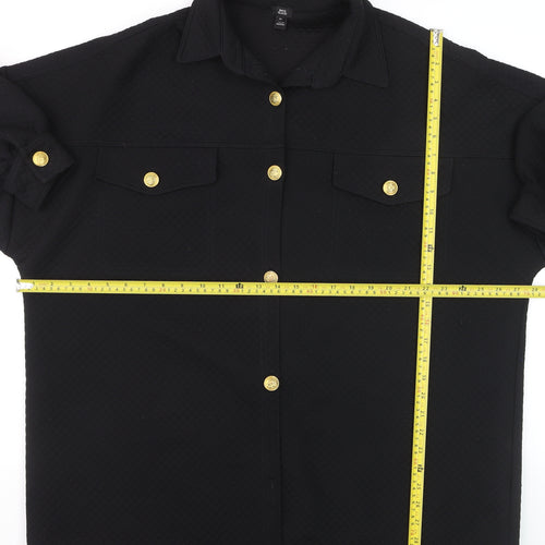 River Island Women's Black Button-Up Long Sleeve Shirt M