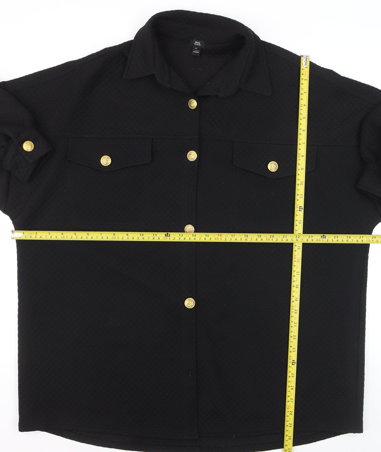 River Island Women's Black Button-Up Long Sleeve Shirt M