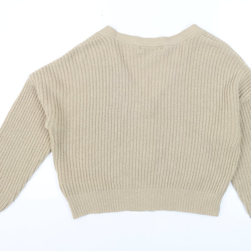 Vero Moda Women Beige Chunky Knit Button Cardigan Size S