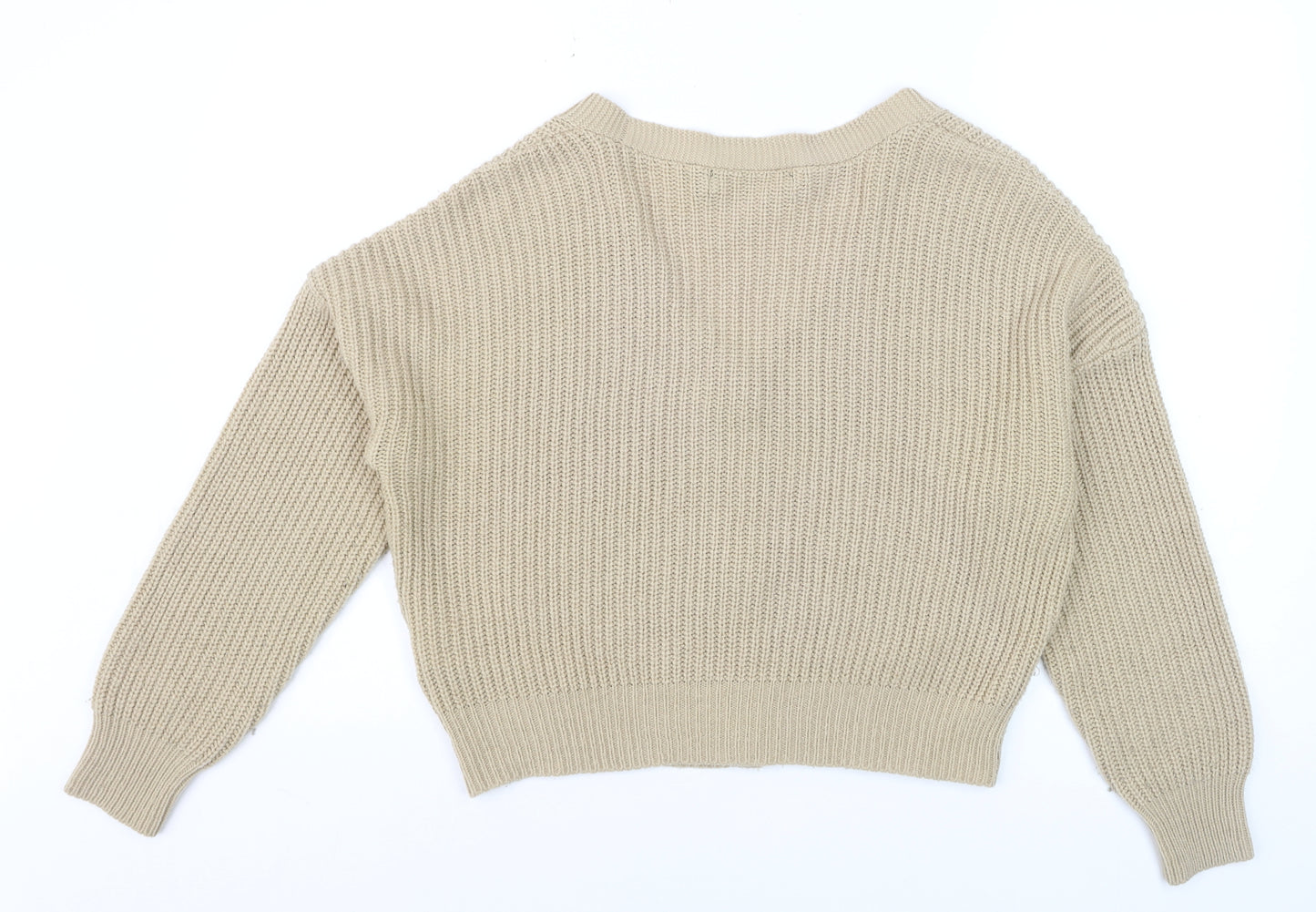 Vero Moda Women Beige Chunky Knit Button Cardigan Size S