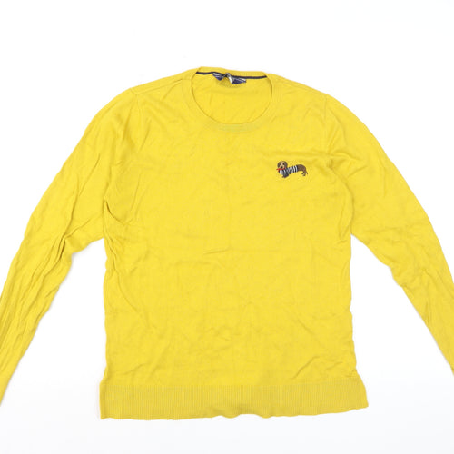 Joules Womens Yellow Dog Embroidered Cotton Jumper UK 10