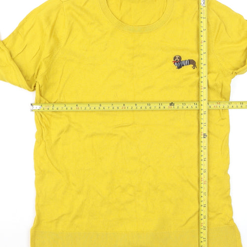 Joules Womens Yellow Dog Embroidered Cotton Jumper UK 10