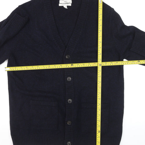 Marks and Spencer Men’s Blue Lambswool Cardigan L Classic Knit