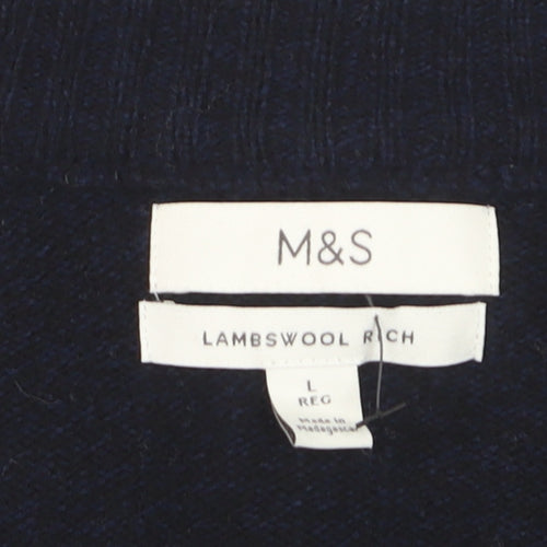Marks and Spencer Men’s Blue Lambswool Cardigan L Classic Knit