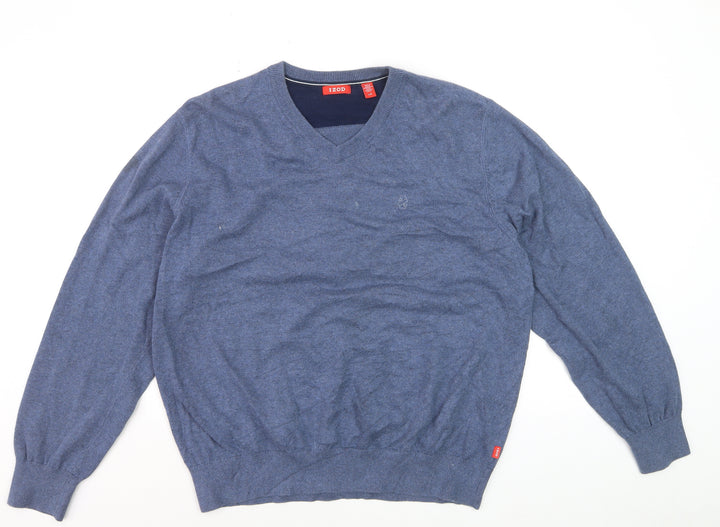 IZOD Men's Blue Cotton V-Neck Pullover Jumper Size L
