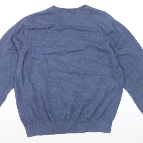 IZOD Men's Blue Cotton V-Neck Pullover Jumper Size L