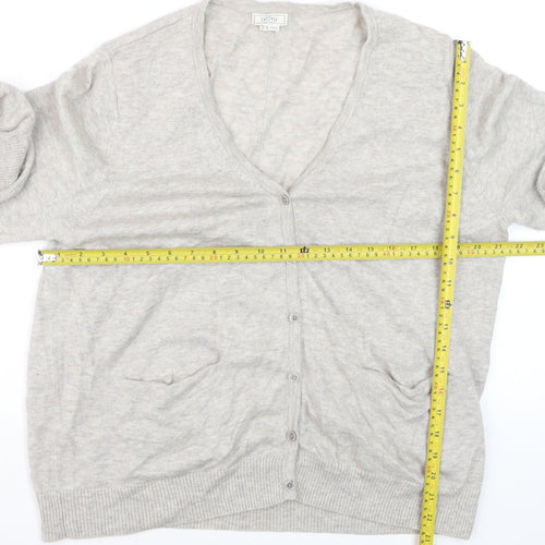 Fat Face Women Beige Cardigan Long Sleeve V-Neck Size 20 Jumper