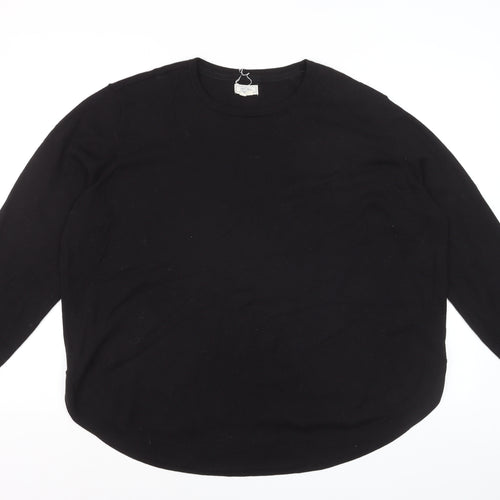 Fat Face Women Black Wool Blend Crew Neck Jumper Size 20