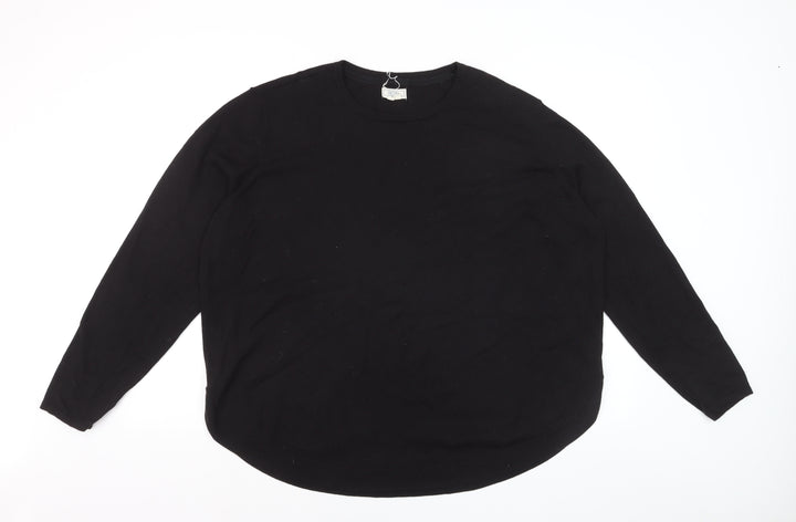 Fat Face Women Black Wool Blend Crew Neck Jumper Size 20