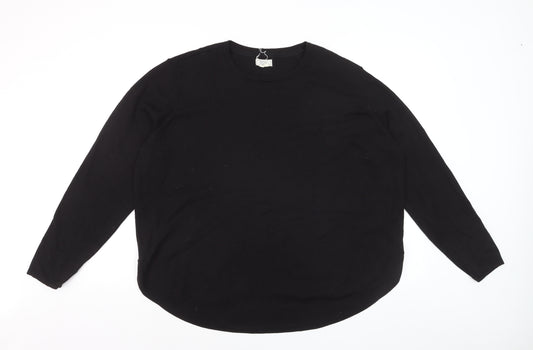 Fat Face Women Black Wool Blend Crew Neck Jumper Size 20