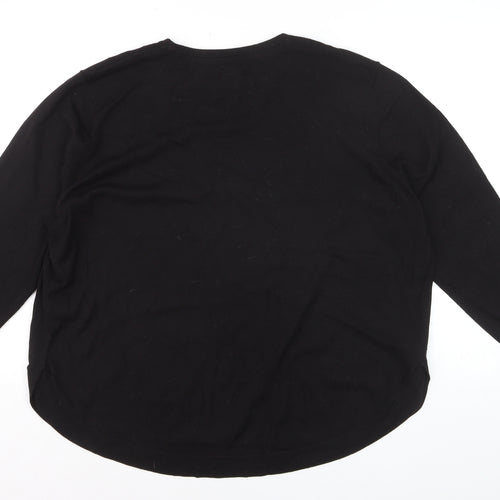 Fat Face Women Black Wool Blend Crew Neck Jumper Size 20