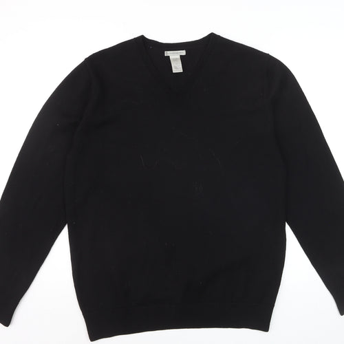 GAP Men’s Black Merino Wool V-Neck Pullover Jumper Size L