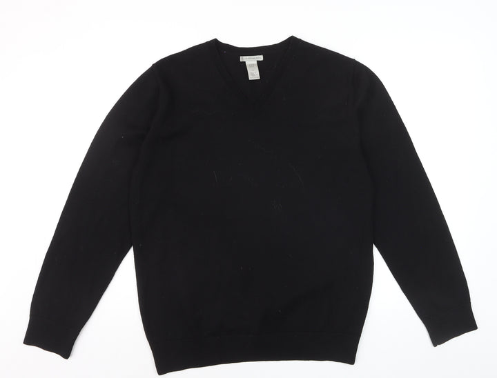 GAP Men’s Black Merino Wool V-Neck Pullover Jumper Size L