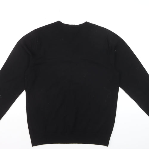 GAP Men’s Black Merino Wool V-Neck Pullover Jumper Size L