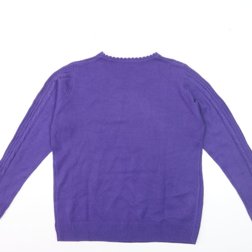 Isle Essentials Women's Purple Cable Knit Jumper Size 14 Regular Fit