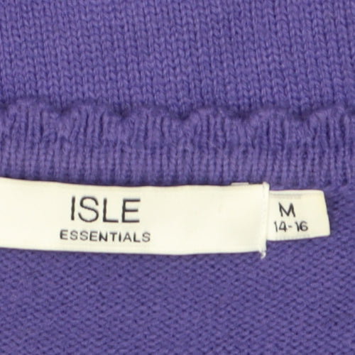 Isle Essentials Women's Purple Cable Knit Jumper Size 14 Regular Fit