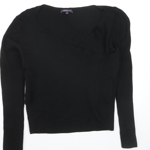 Marks and Spencer Women’s Black V-Neck Rib Knit Jumper Size 18
