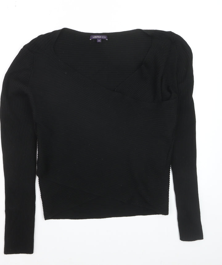 Marks and Spencer Women’s Black V-Neck Rib Knit Jumper Size 18