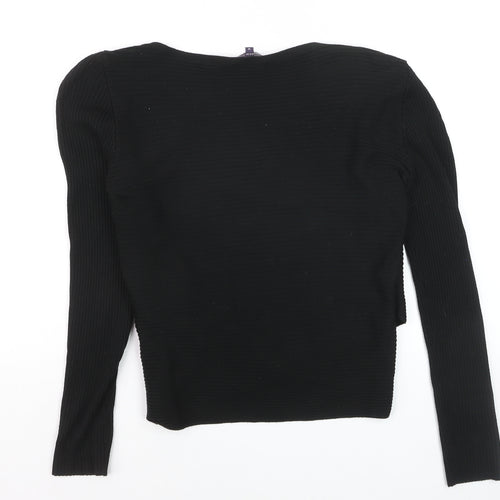 Marks and Spencer Women’s Black V-Neck Rib Knit Jumper Size 18