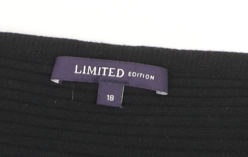 Marks and Spencer Women’s Black V-Neck Rib Knit Jumper Size 18
