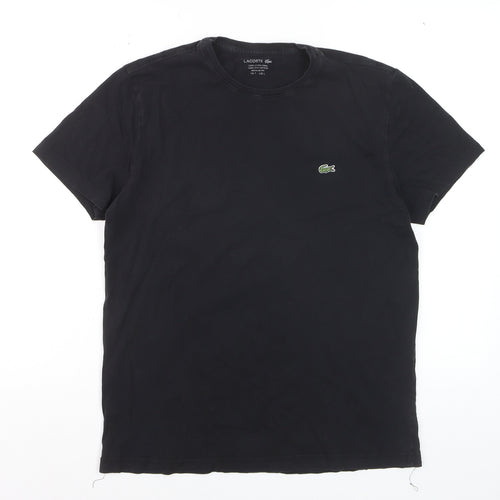 Lacoste Women's Black Cotton Regular Fit T-Shirt Size L