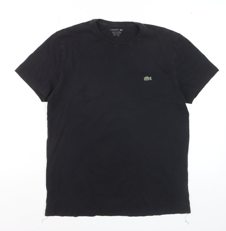Lacoste Women's Black Cotton Regular Fit T-Shirt Size L