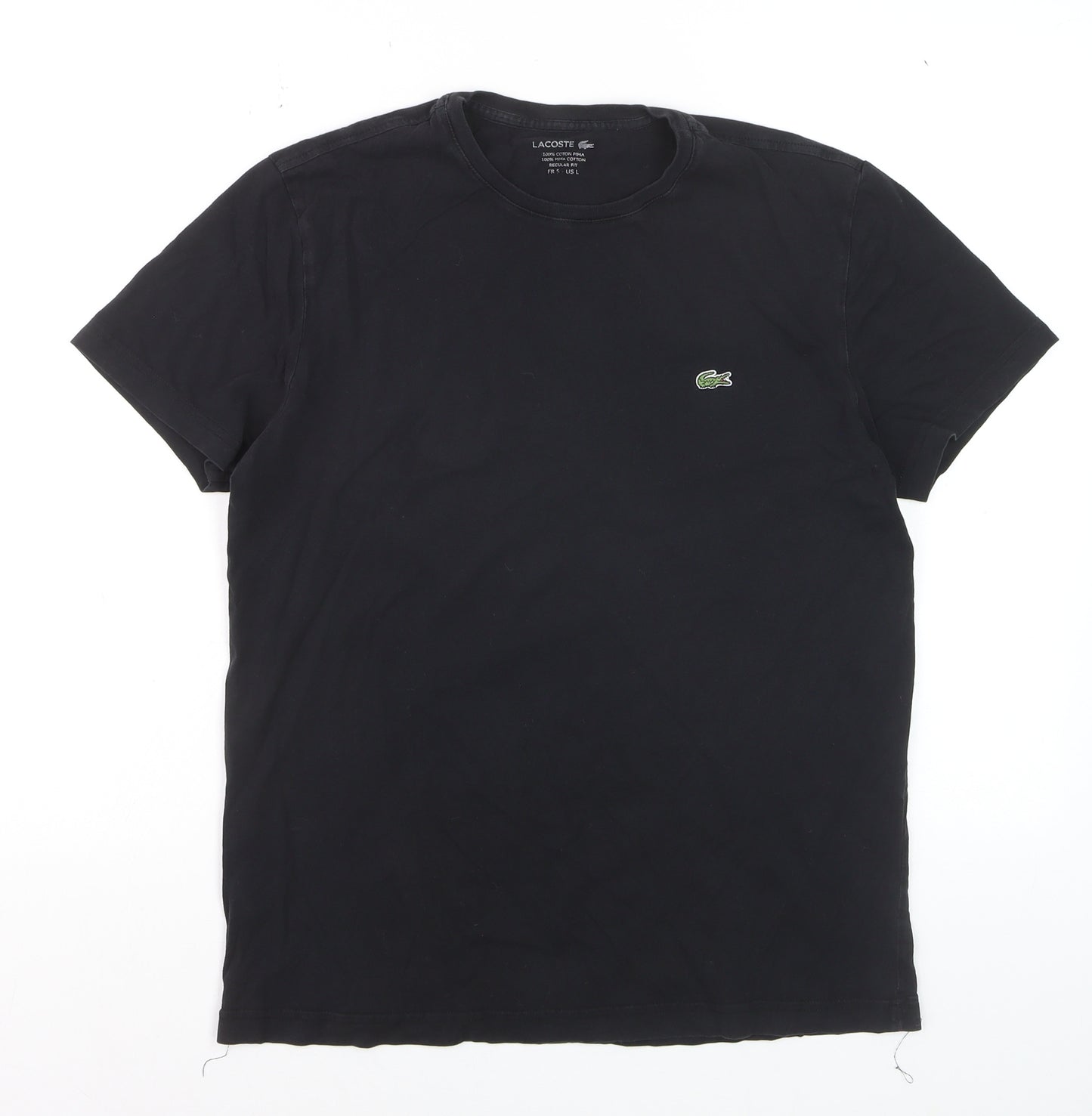 Lacoste Women's Black Cotton Regular Fit T-Shirt Size L
