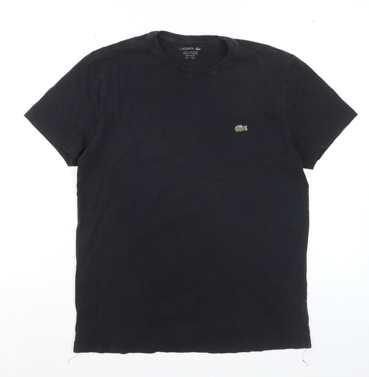 Lacoste Women's Black Cotton Regular Fit T-Shirt Size L