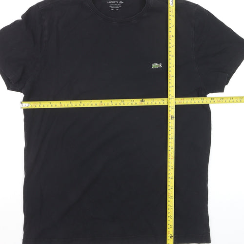 Lacoste Women's Black Cotton Regular Fit T-Shirt Size L