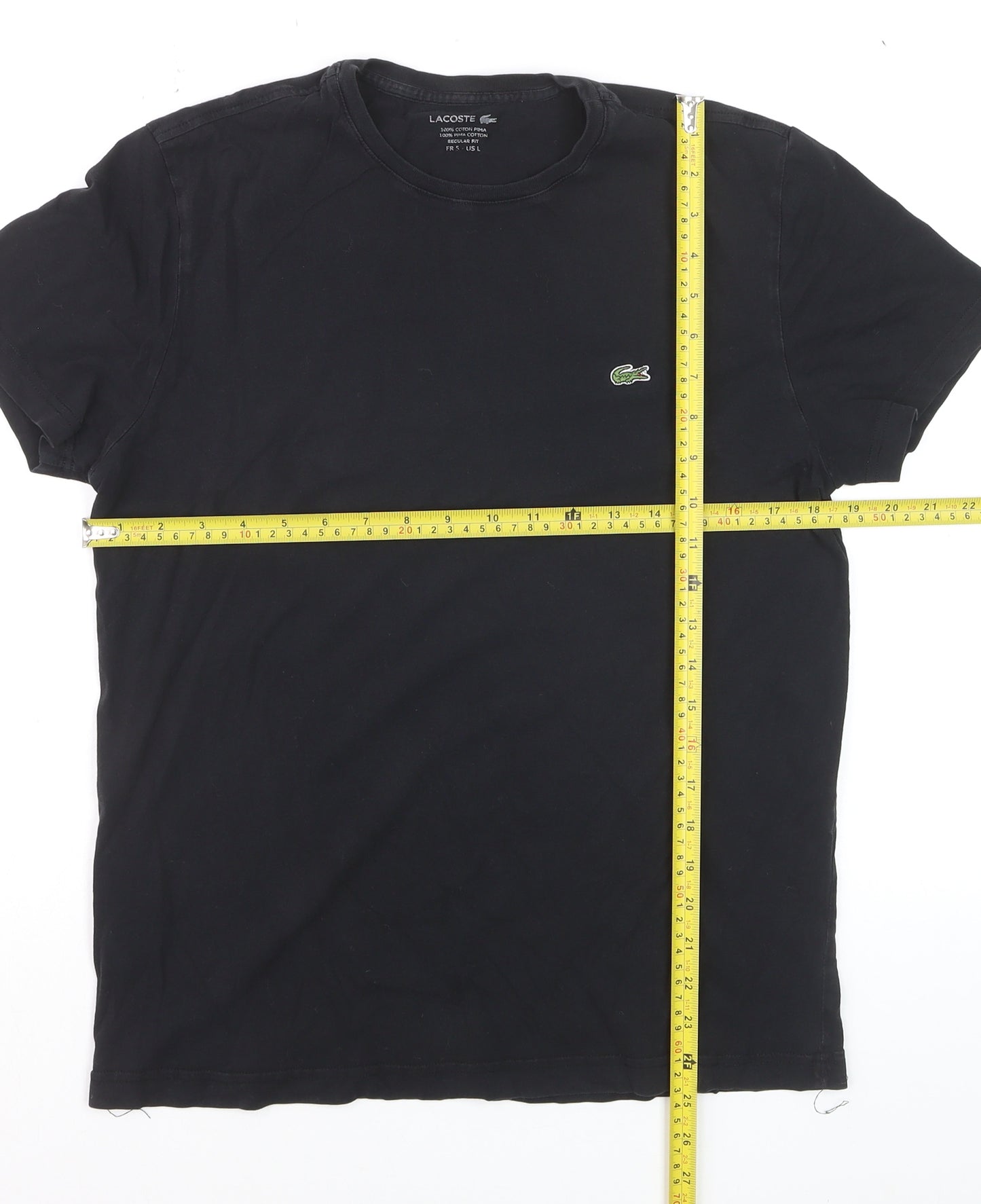 Lacoste Women's Black Cotton Regular Fit T-Shirt Size L